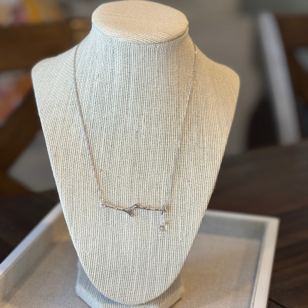 Chloe + Isabel Silver branch Necklace with Delicate drop Pendant